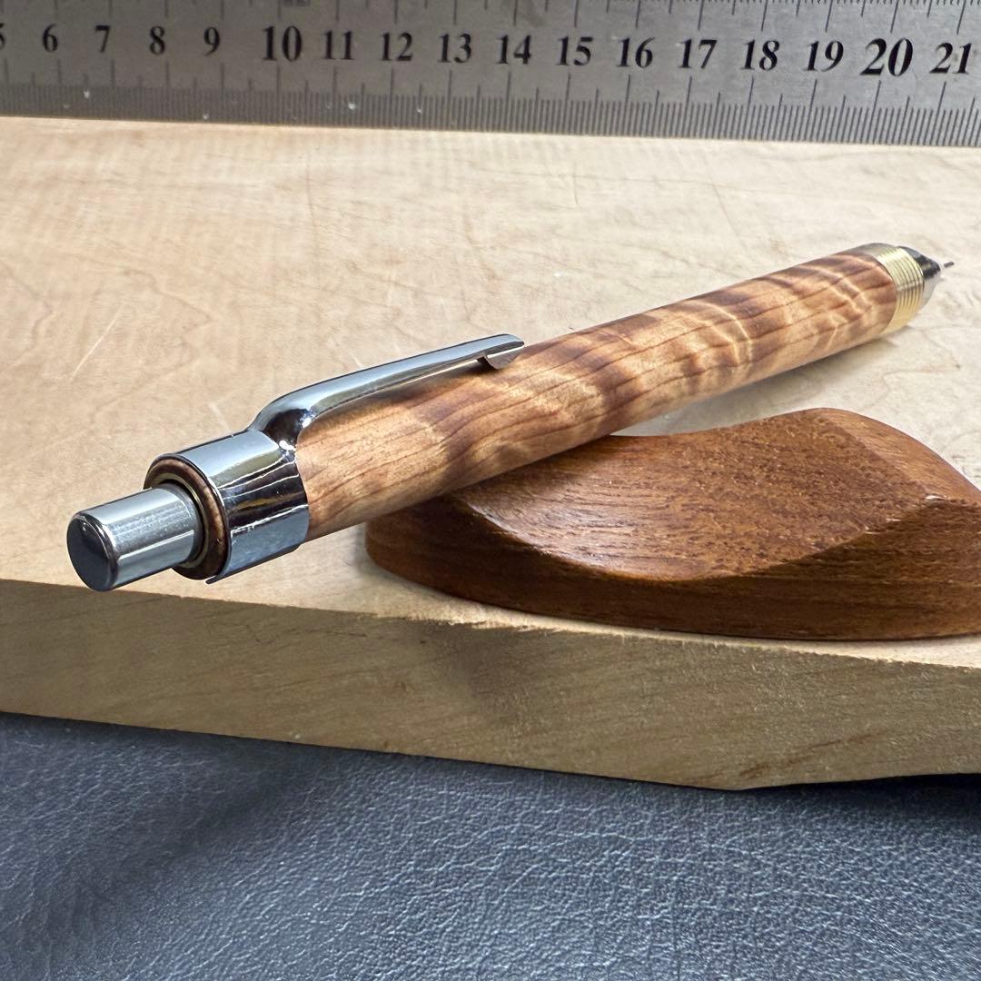 191屋久杉虎杢　木製シャーペン　最強低重心　溝付き　真鍮