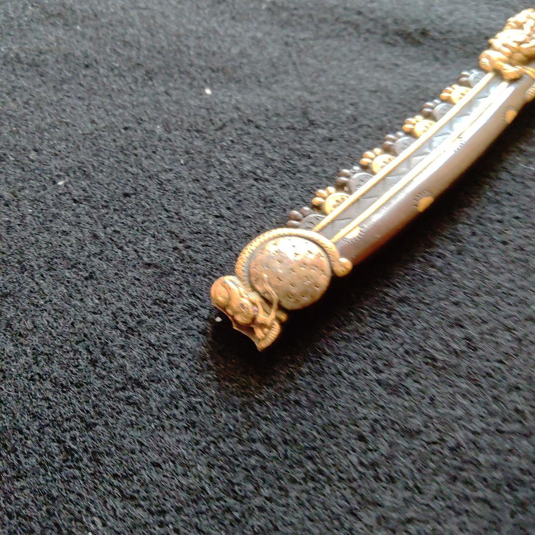 小柄　金象嵌　龍虎の図　河内守源行平