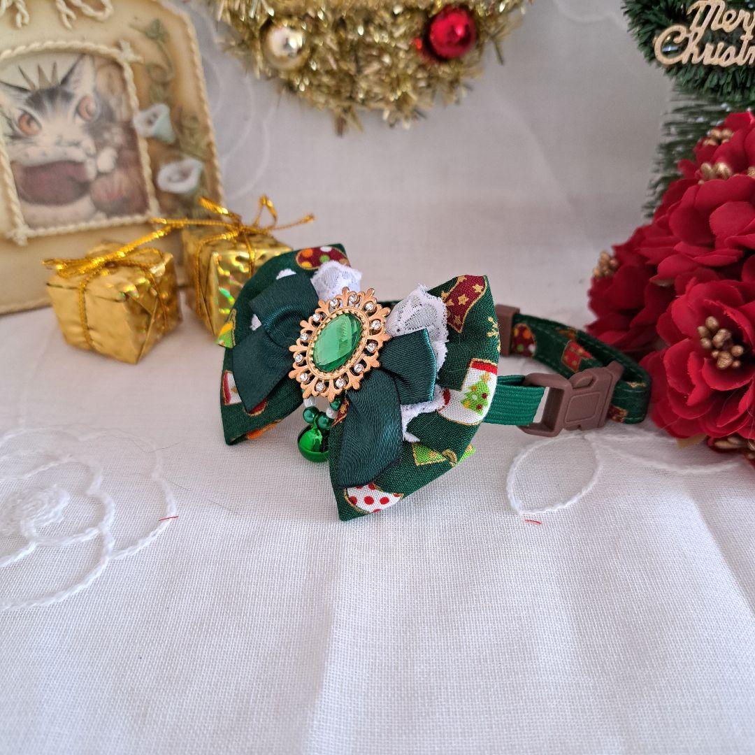 クリスマスシリーズ(緑靴下)わんちゃん猫ちゃん用首輪 クリスマス