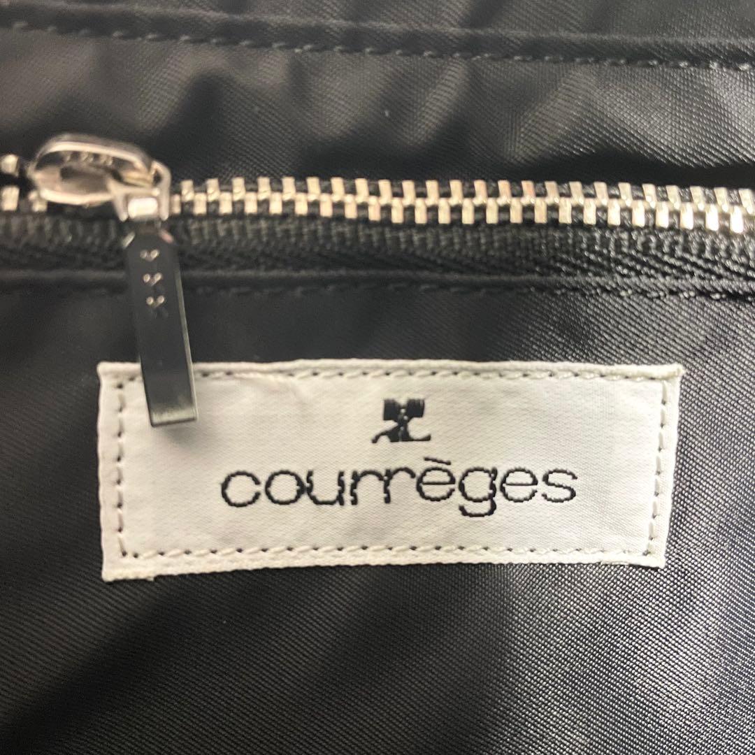 courreges クレージュ ロゴ ミニ ハンドバッグ ブラック レザー