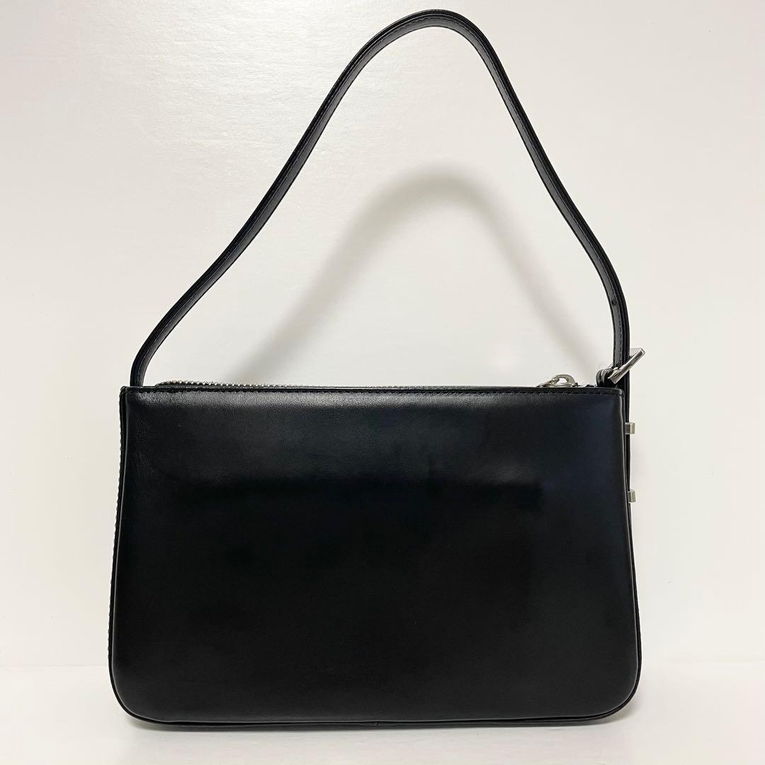 courreges クレージュ ロゴ ミニ ハンドバッグ ブラック レザー