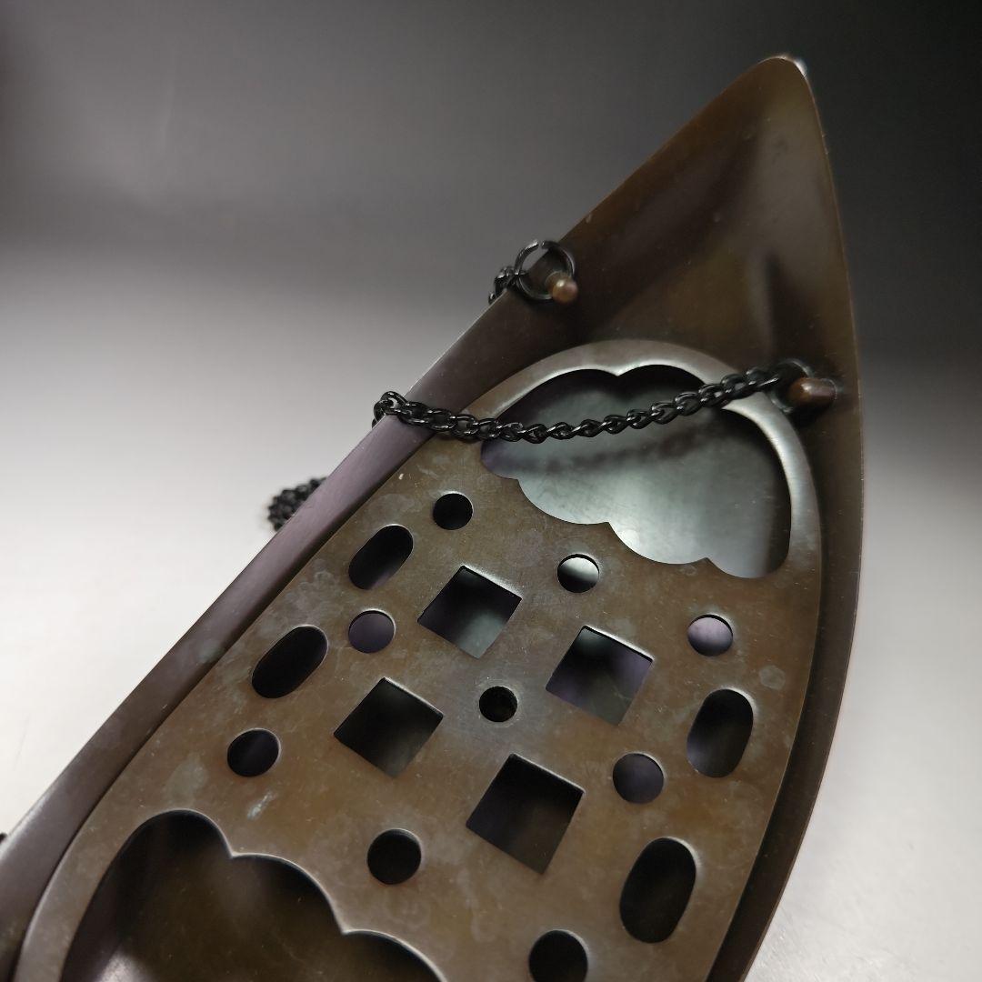 イ724 花入『釜屋　二代　藤井喜左衛門』『砂張銅　釣舟　共箱』花器　花瓶茶道具