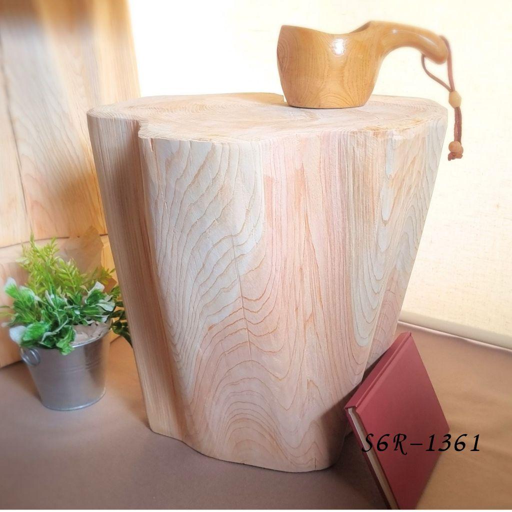 東濃ひのき 高さ37幅38 切株スツール・テーブル・無垢無塗装