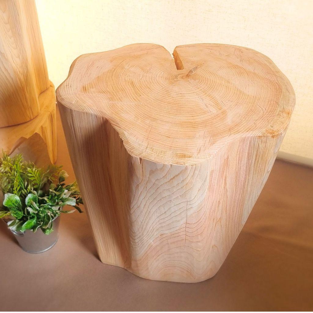 東濃ひのき 高さ37幅38 切株スツール・テーブル・無垢無塗装