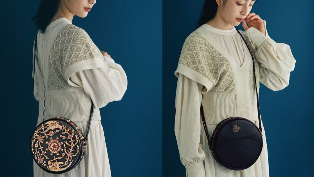 フェリシモ　螺鈿紫檀阮咸　ラウンドショルダーバッグ　正倉院展