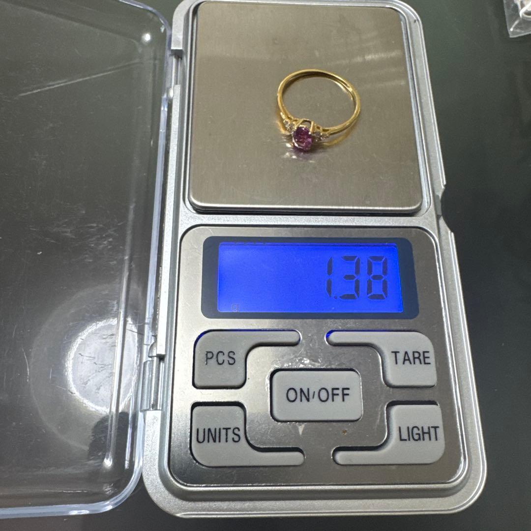 k18金イエローゴールドリング　指輪　ピンクサファイア0.63ct ダイヤモンド