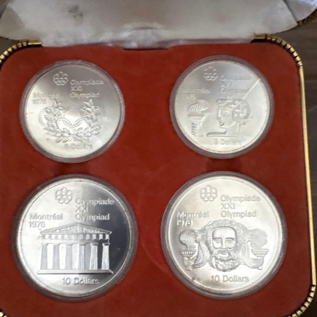 1976年 モントリオール五輪 記念銀貨 4枚セット【総銀量約145g】 保存状態 】1976年 カナダ モントリオールオリンピック 大会 記念銀貨