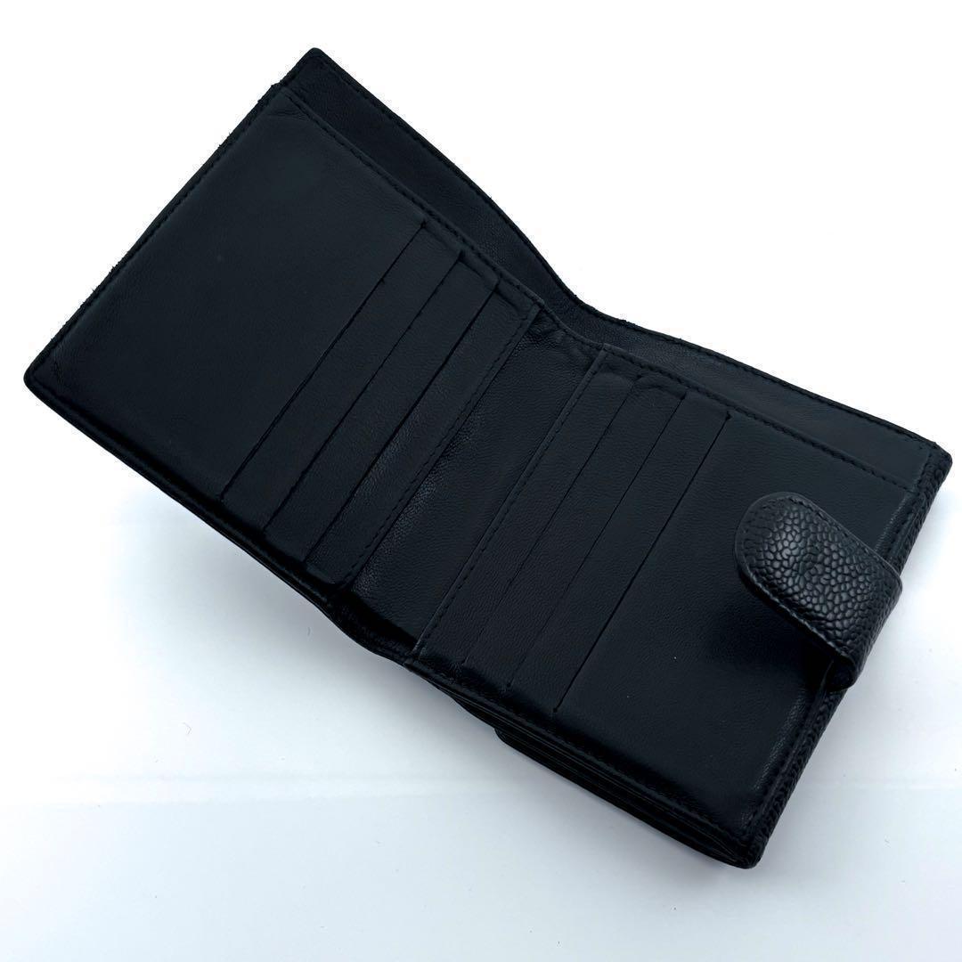 美品✨】シャネル 財布 ココステッチ キャビア Wホック 二つ折 BL