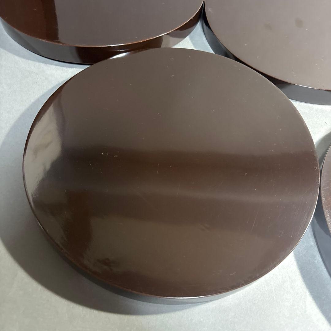 長野横笛　丸盆　５膳　共箱