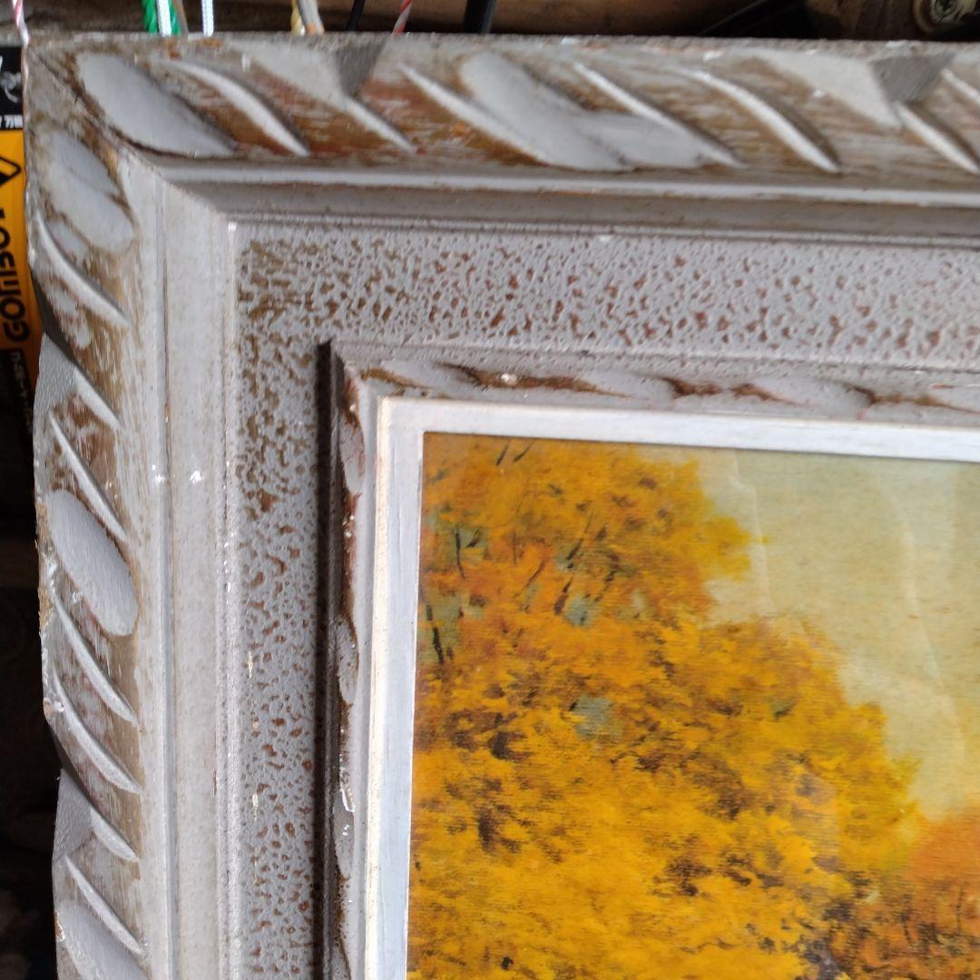 秋の風景画 湖の絵