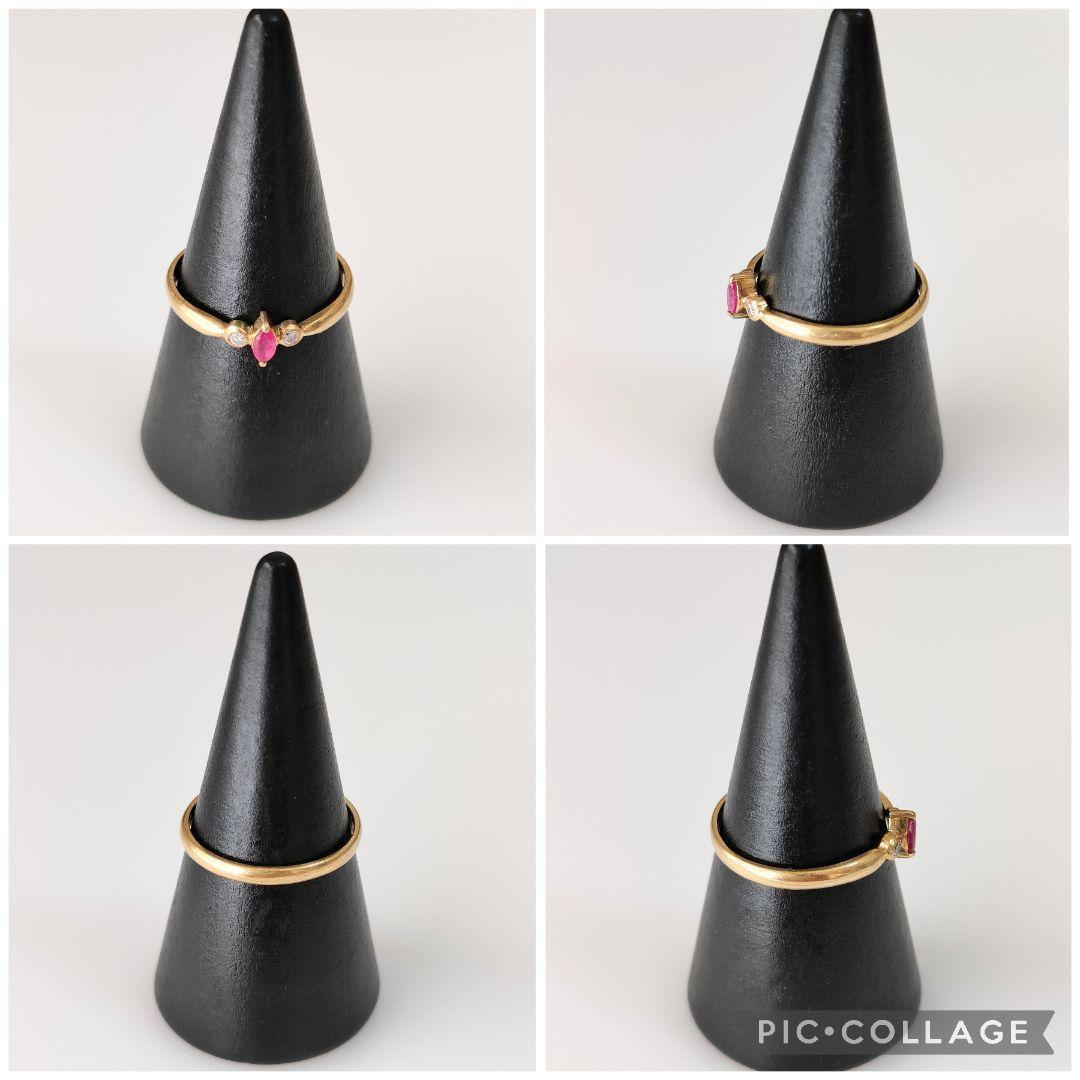 K18　天然石ルビー　天然ダイヤモンド　リング　指輪　ゴールド　ルビー　11