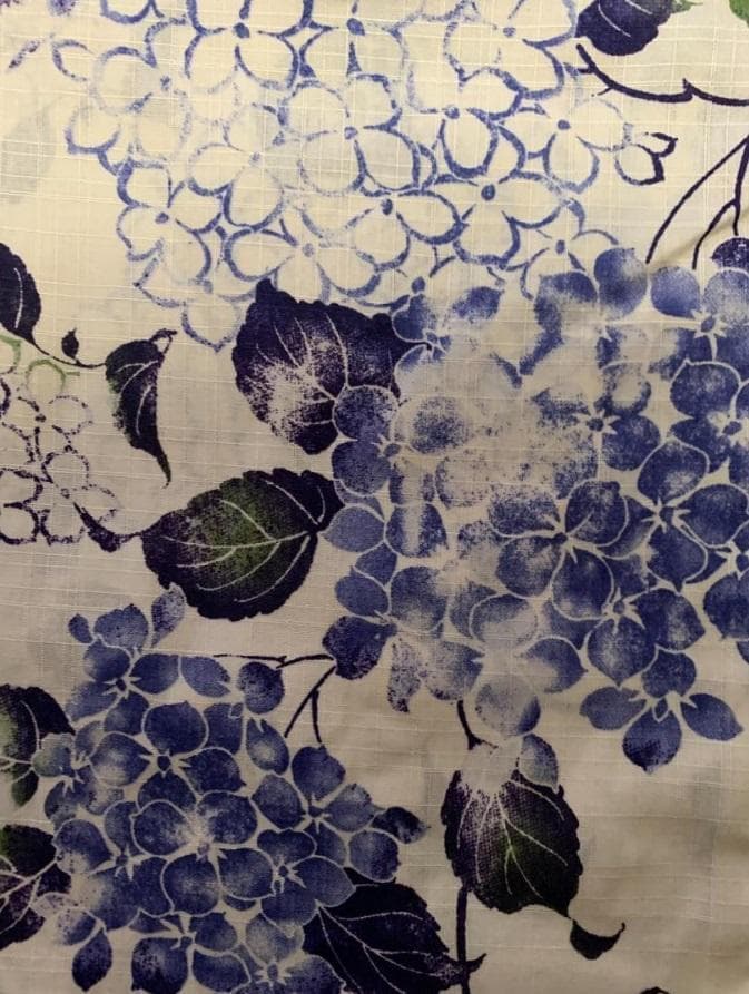 おまかせ下駄＋おまかせ黄色系の兵児帯つき◆◆高級変わり織◆涼し蒼紫陽花