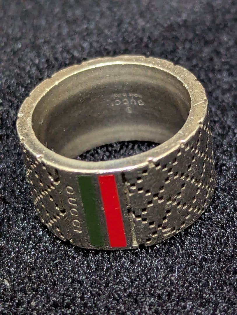 GUCCI ロゴ入り ストライプ リング19号