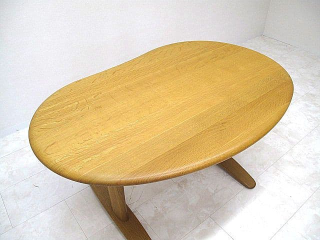 【展示品】 HIDA 飛騨産業 侭 ビーンズ型 オーク無垢材ダイニングテーブル