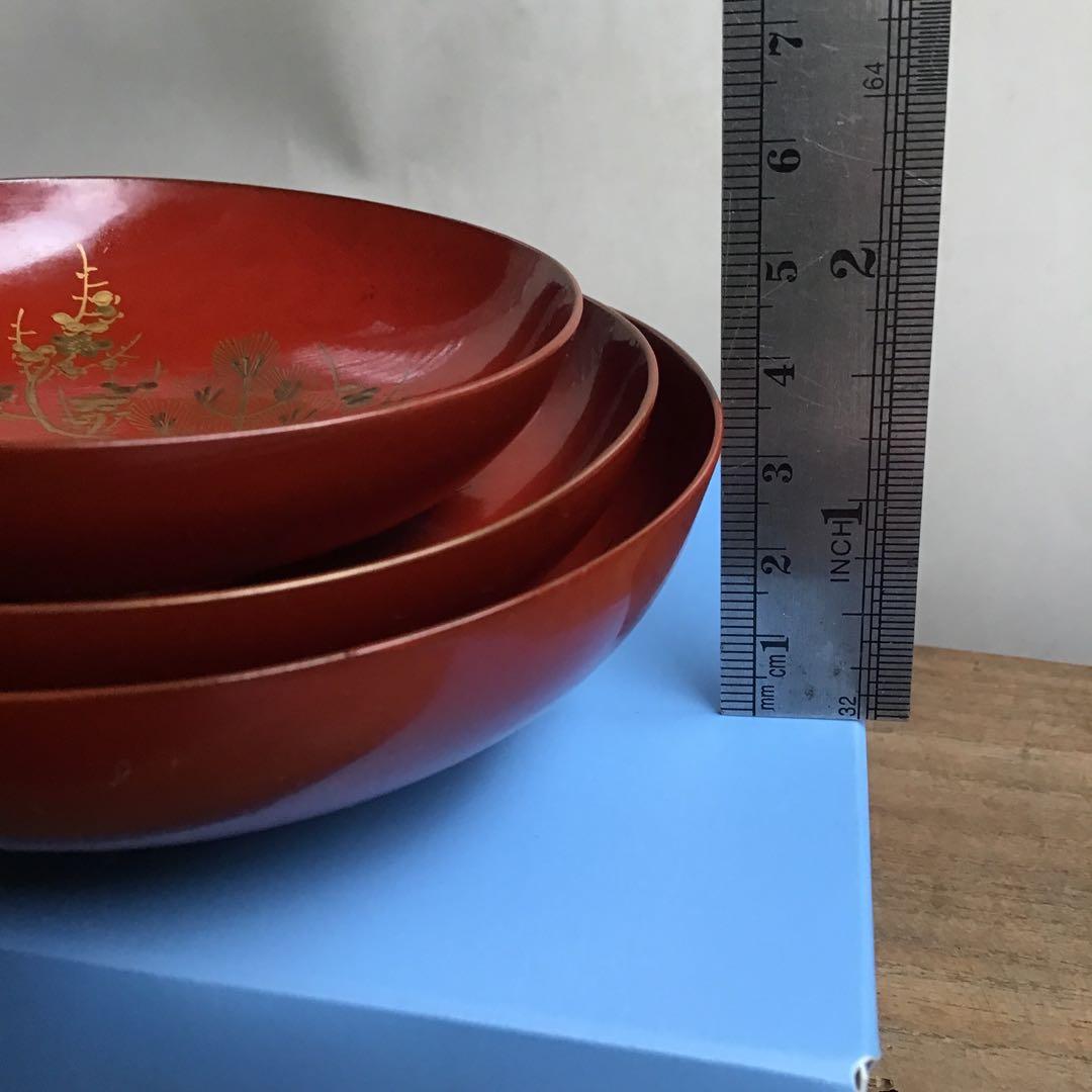 松竹梅 金彩 三つ組盃 金蒔絵 正月 祝い 本漆塗り