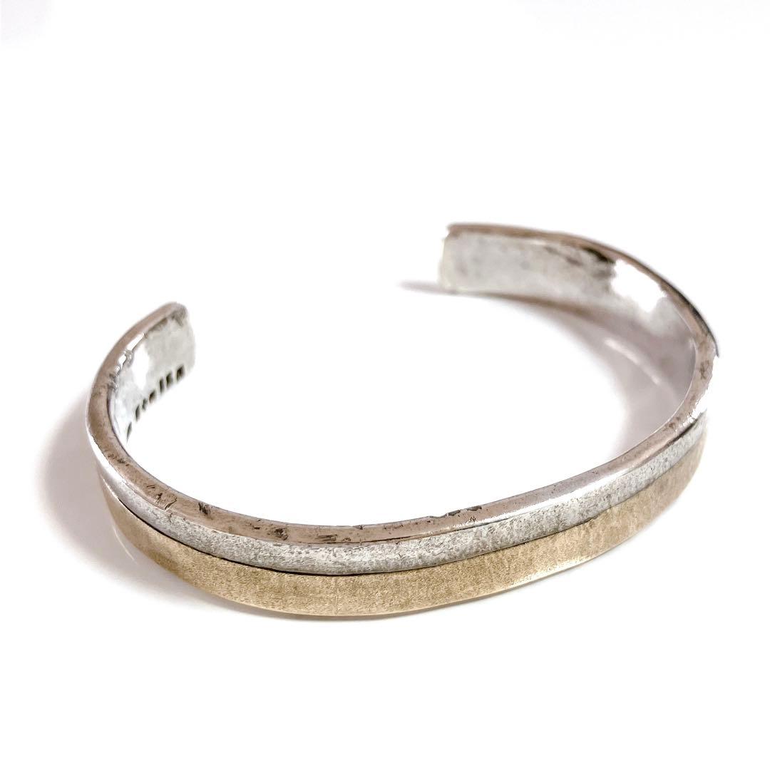 希少 市松 K14 silver バングル シルバー 980 ゴールド コンビ