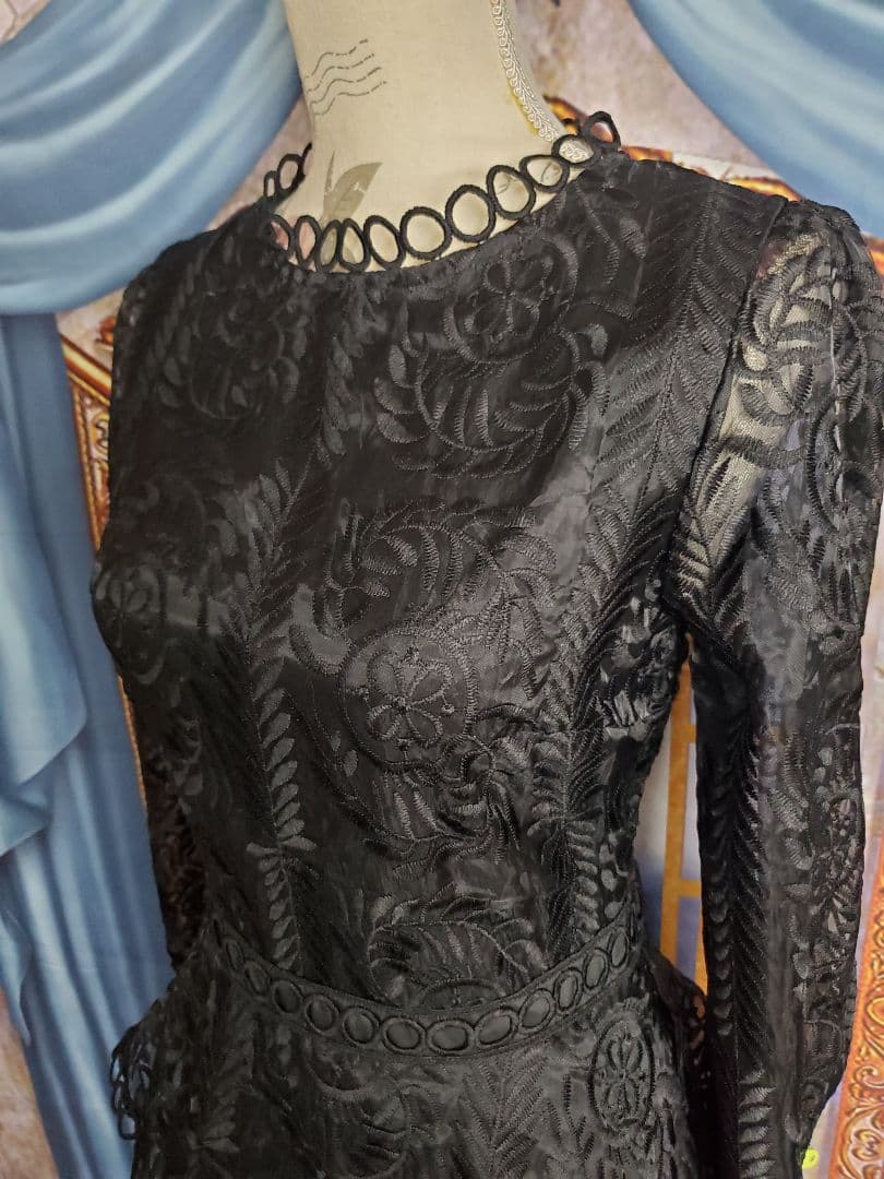 XL【新品インポートセレクト】オーガンジー×トーションレースティアードワンピース