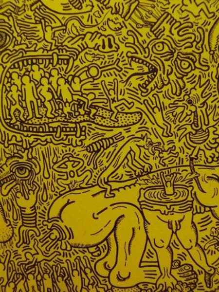 Keith Haring、No.100、希少画集画、新品額装付、状態良好