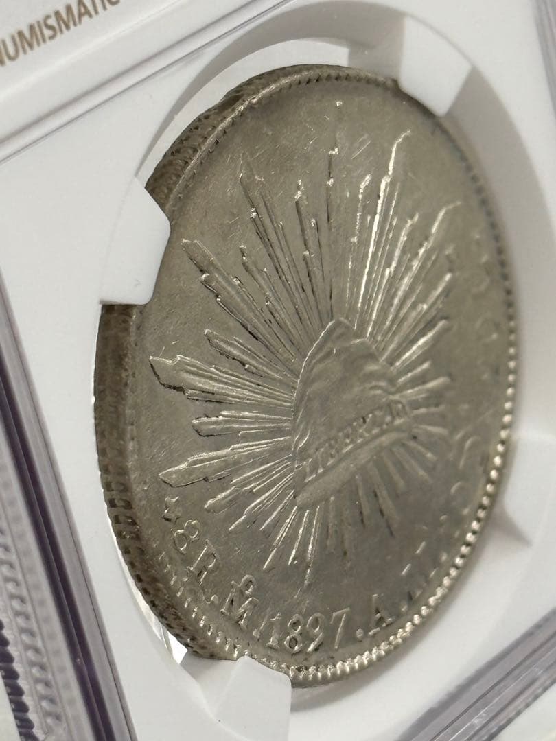 1897年-MO AM メキシコ 8レアル 自由の帽子大型銀貨 NGC認証 - メルカリ