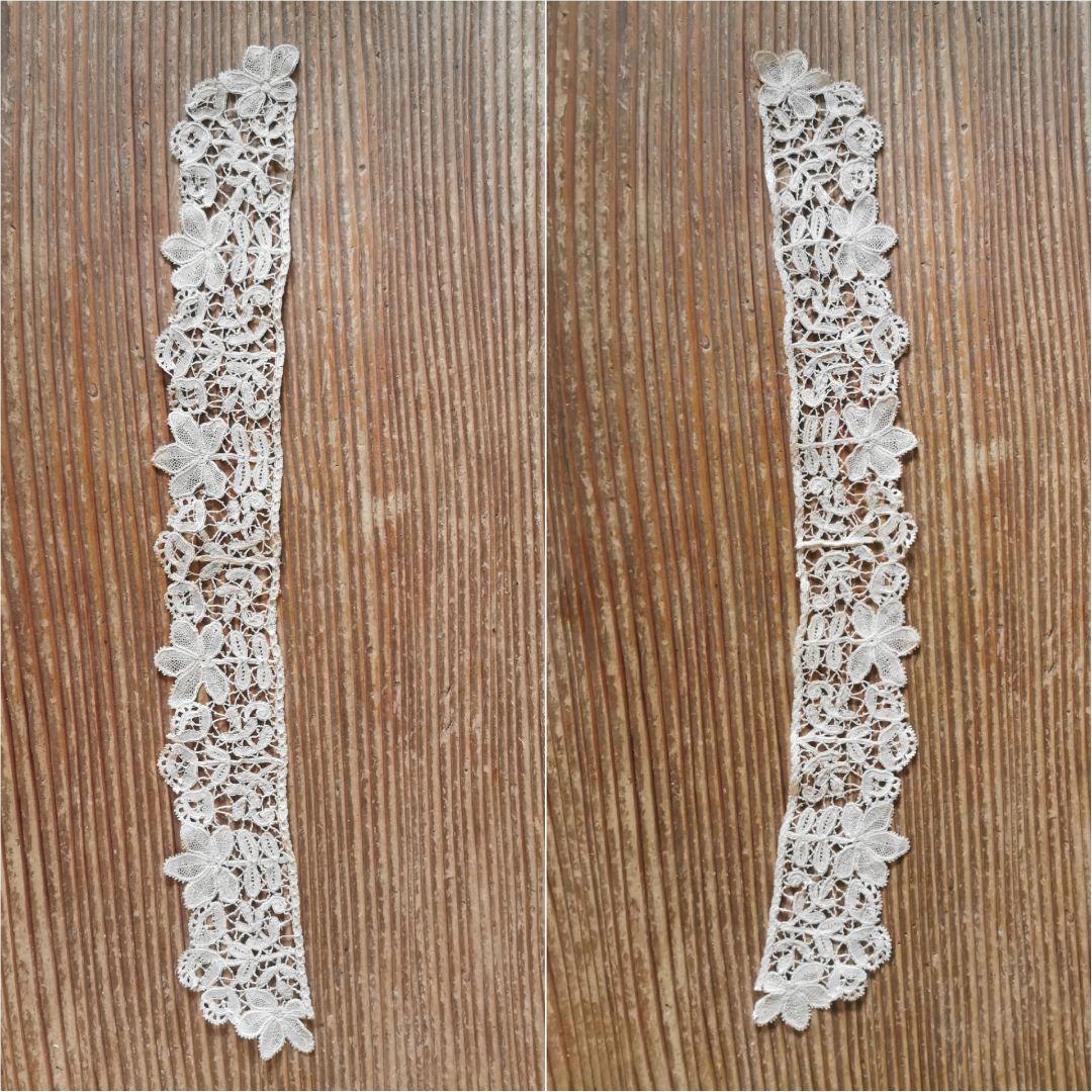 アンティーク フランス購入 2層レイヤー レースジャボ 二重繋ぎ