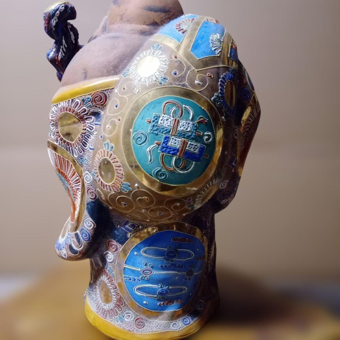 九谷焼　縁起物　特大　笑顔の福の神像 陶器製 45cm　アンティーク