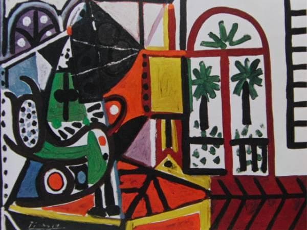 ピカソ、アトリエの女、希少な額装用画集より、新品高級額装付、状態良好