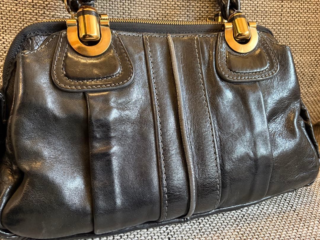 【美品/付属品付】Chloe エロイーズ 本革 ハンドバッグ 黒 Y2K 希少