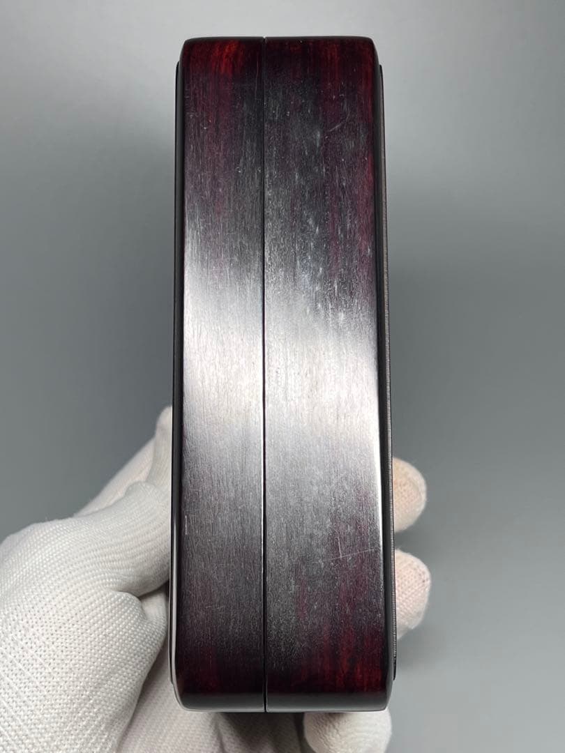 木製　小物入れ　紫檀　硯箱　透かし彫り　龍紋　極細工　文房具　中国美術　美品