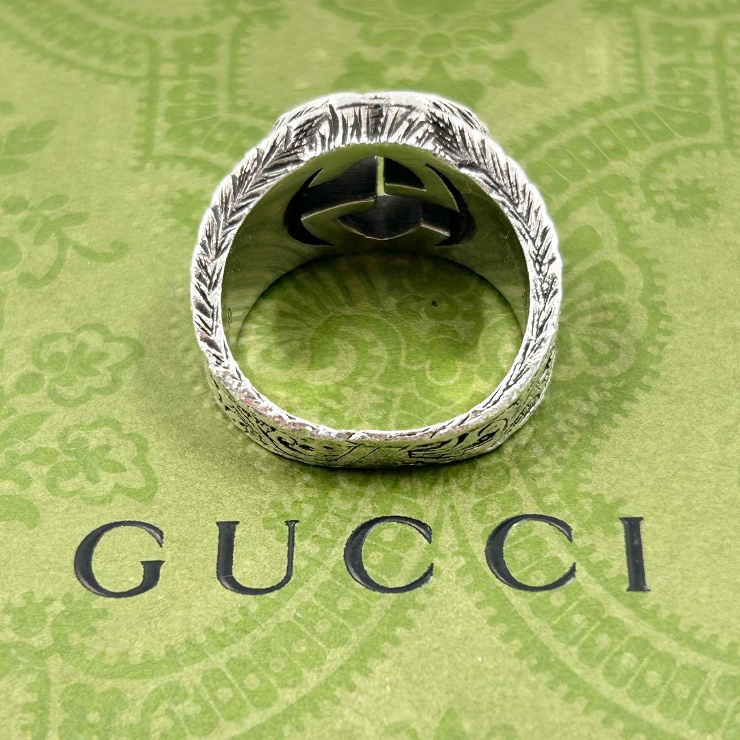 美品✨　グッチ　GUCCI リング　アラベスク　インターロッキング　シルバー　燻