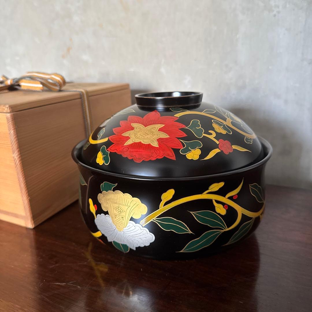 平安「象彦」　長寛写　砂金袋形　喰籠　共箱　K332