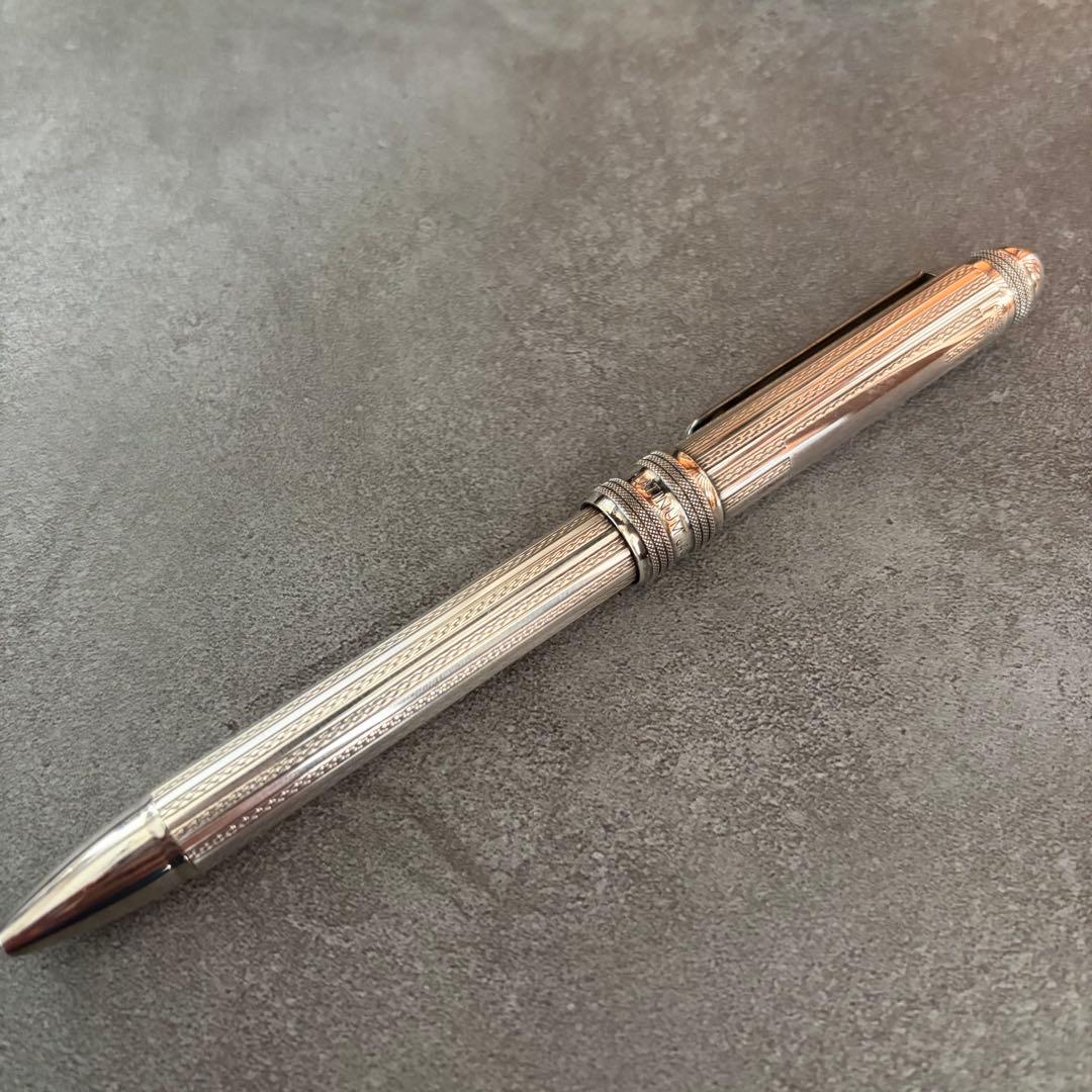 美品 プラチナ万年筆 ダブル３アクション シルバー925 アミジマ