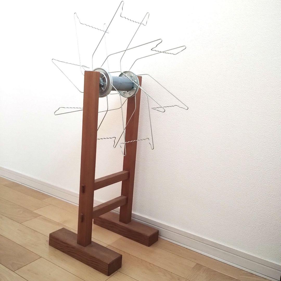 機織り　手織り　糸巻き　木製　金属製 かせくり機　 土台 ＆ かせ掛け