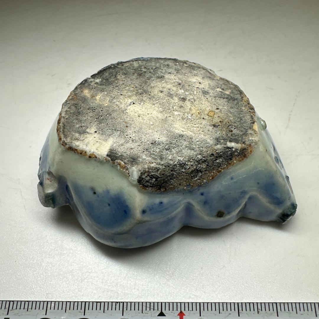 李朝 染付鯉形水滴 幅約8㎝ 東Y7-0414☆2F