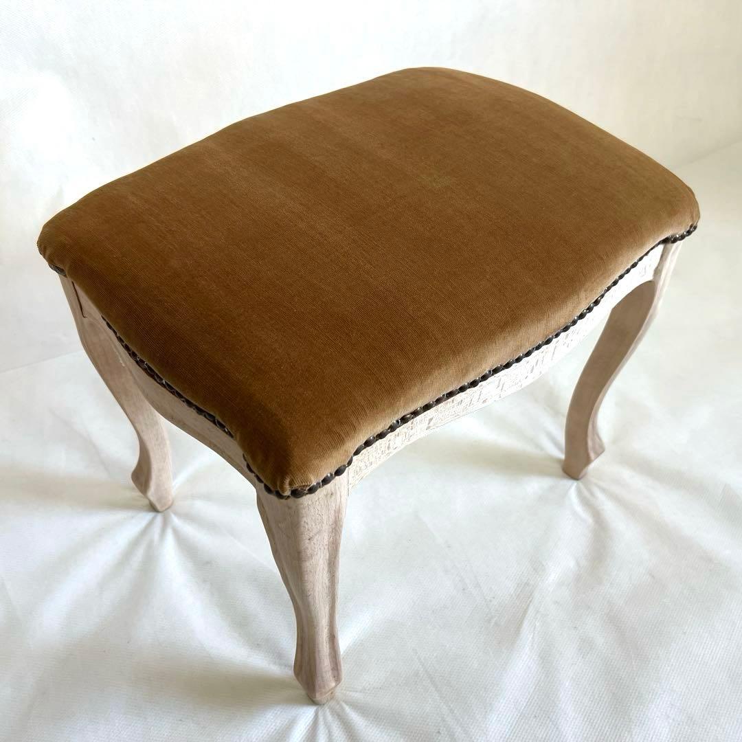 猫脚スツール・茶色 木製フレーム
