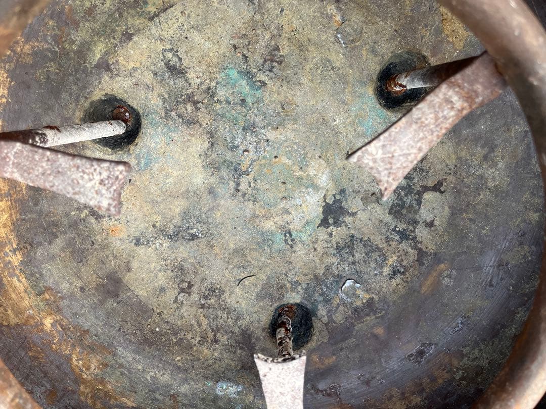 火鉢 アンティーク 骨董品 昭和レトロ 工芸品 銅製 台座付き 五徳付き