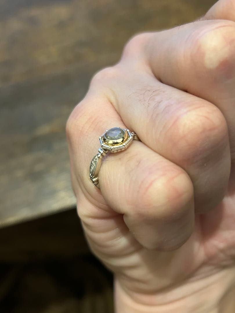 (アガット)シルバーラブラドライトクォーツリング13号