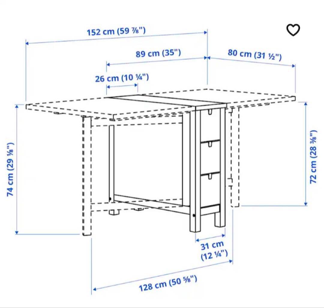 【送料込み】IKEAノールデンゲート レッグテーブル 折りたたみ 収納