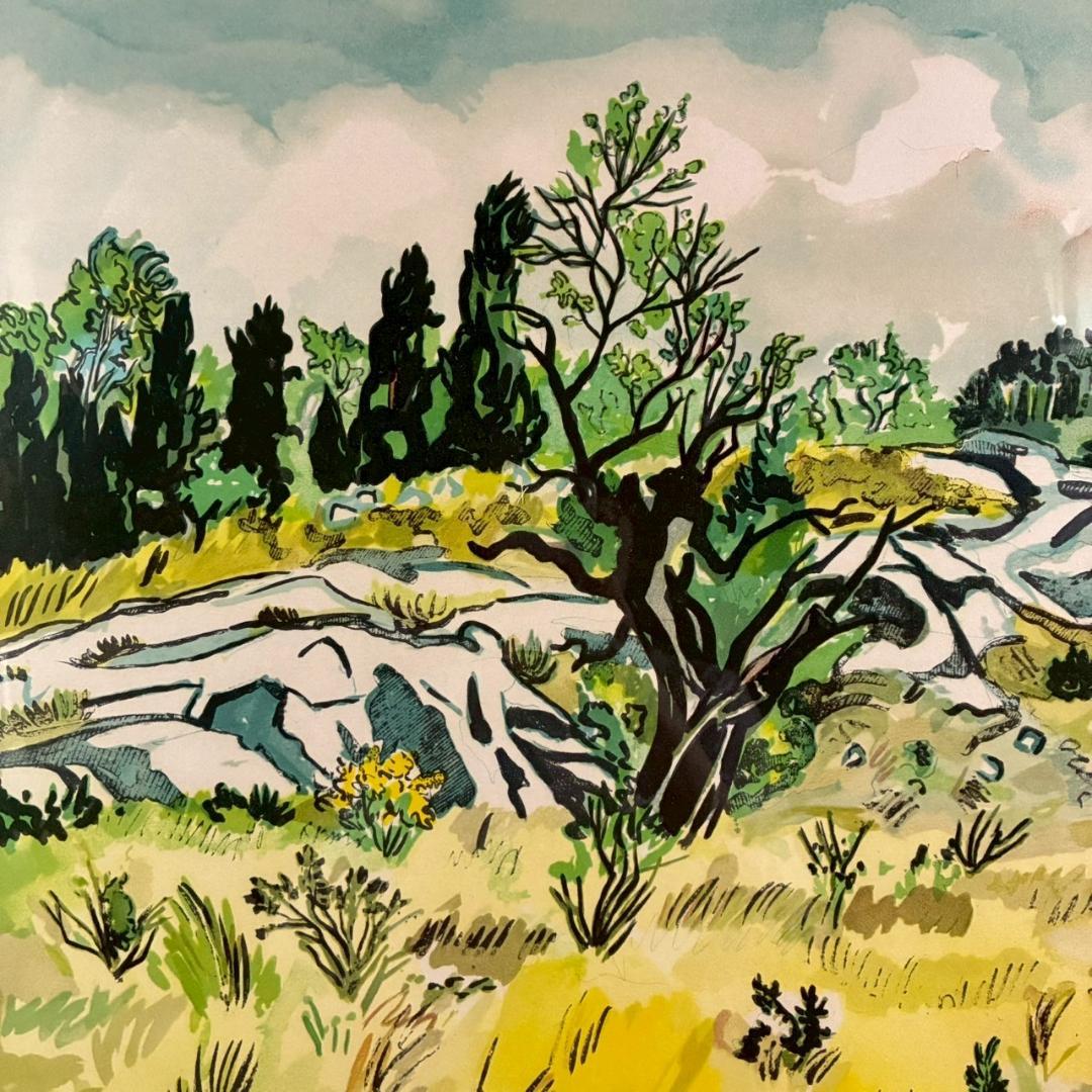 イヴ・ブライエ 風景画 リトグラフ 大作 直筆サイン入り 古径額 南フランス