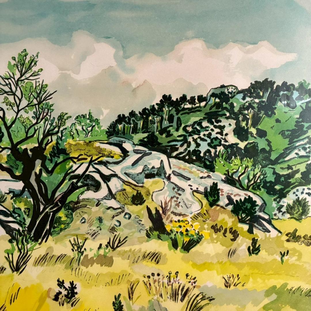 イヴ・ブライエ 風景画 リトグラフ 大作 直筆サイン入り 古径額 南フランス