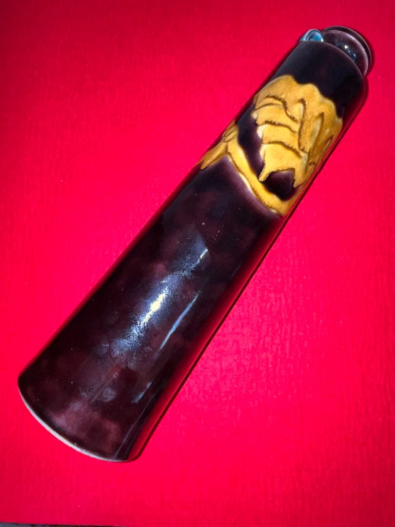 人間国宝 初代 徳田八十吉 深厚釉 耳付 花入 T277 真作