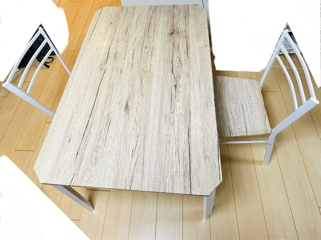 【値下げ】ダイニングテーブル＆チェア2脚セット 100cm x 70cm