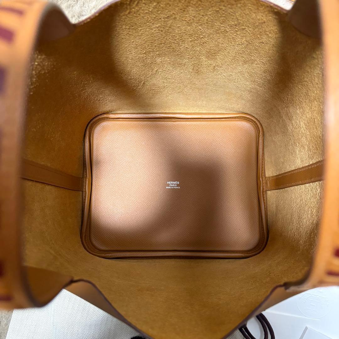 HERMES ピコタンロック MM トレサージュ　ゴールド　ハンドバッグ