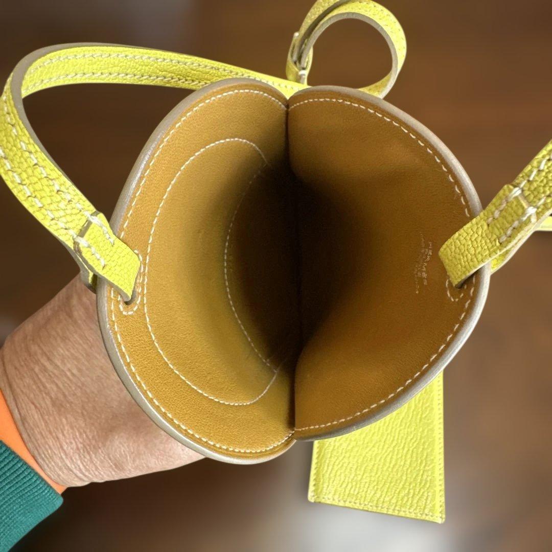 え*り様 エルメス　イエロー レザー スマホショルダーバッグ