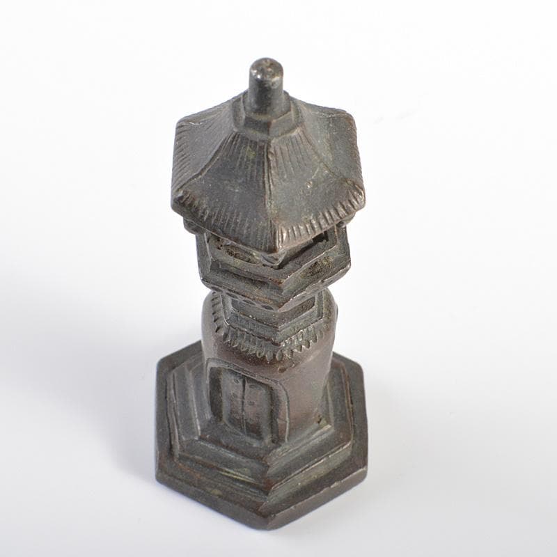 仏教美術　古銅宣徳銅　仏塔　紙鎮　置物　V　R6269