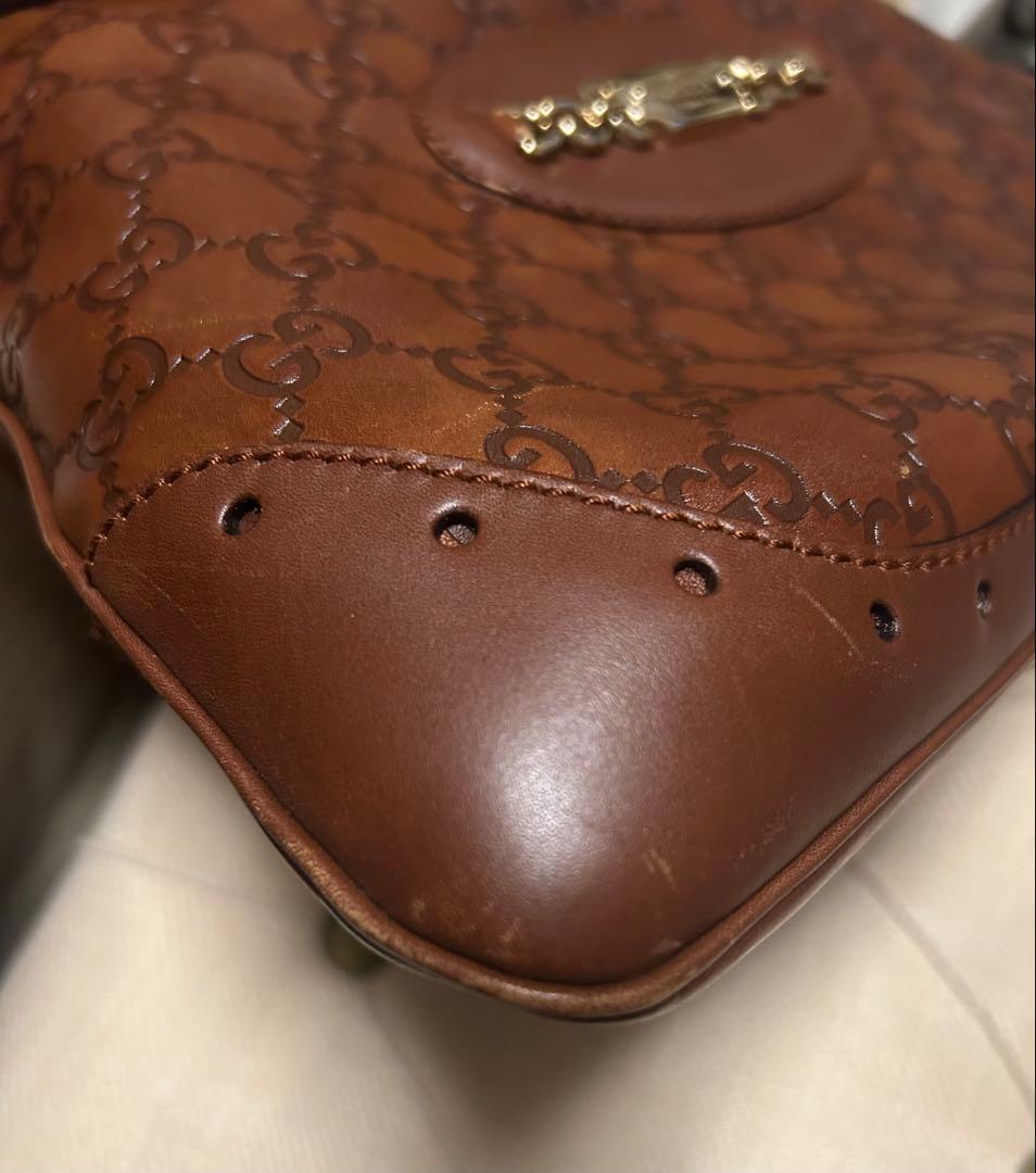 GUCCI ブラウン GGパターン ショルダーバッグ