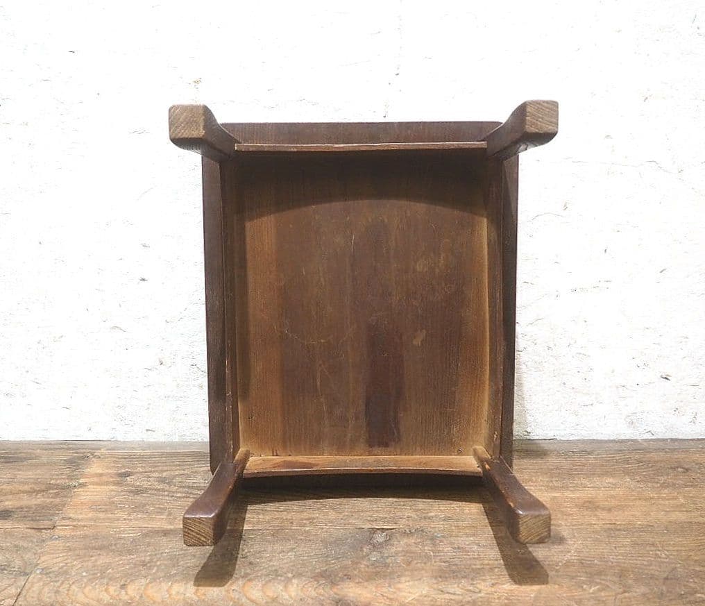 1382 栗の一枚板 レトロなローテーブル 文机 陳列台 展示台