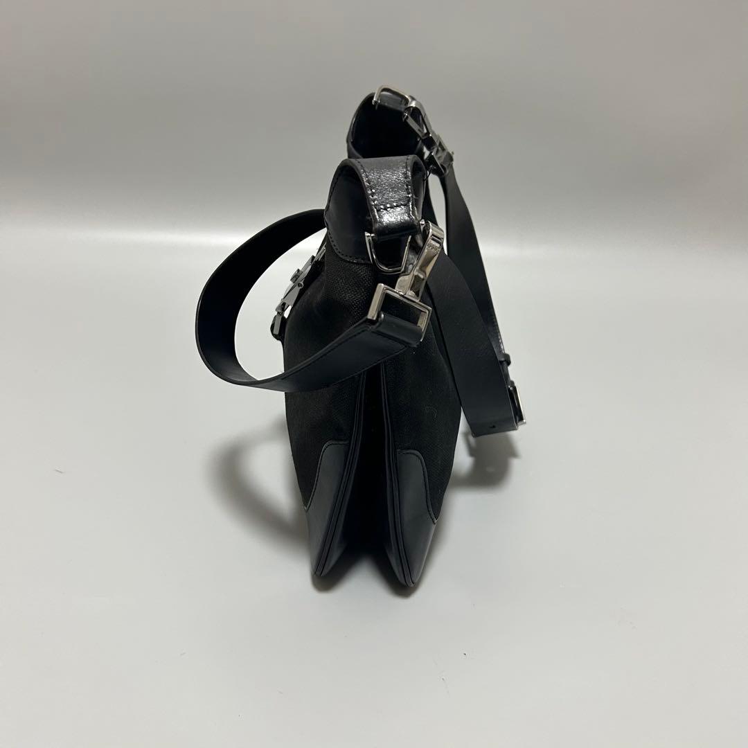 GUCCI グッチ ジャッキー レザー キャンバス ショルダーバッグ ブラック