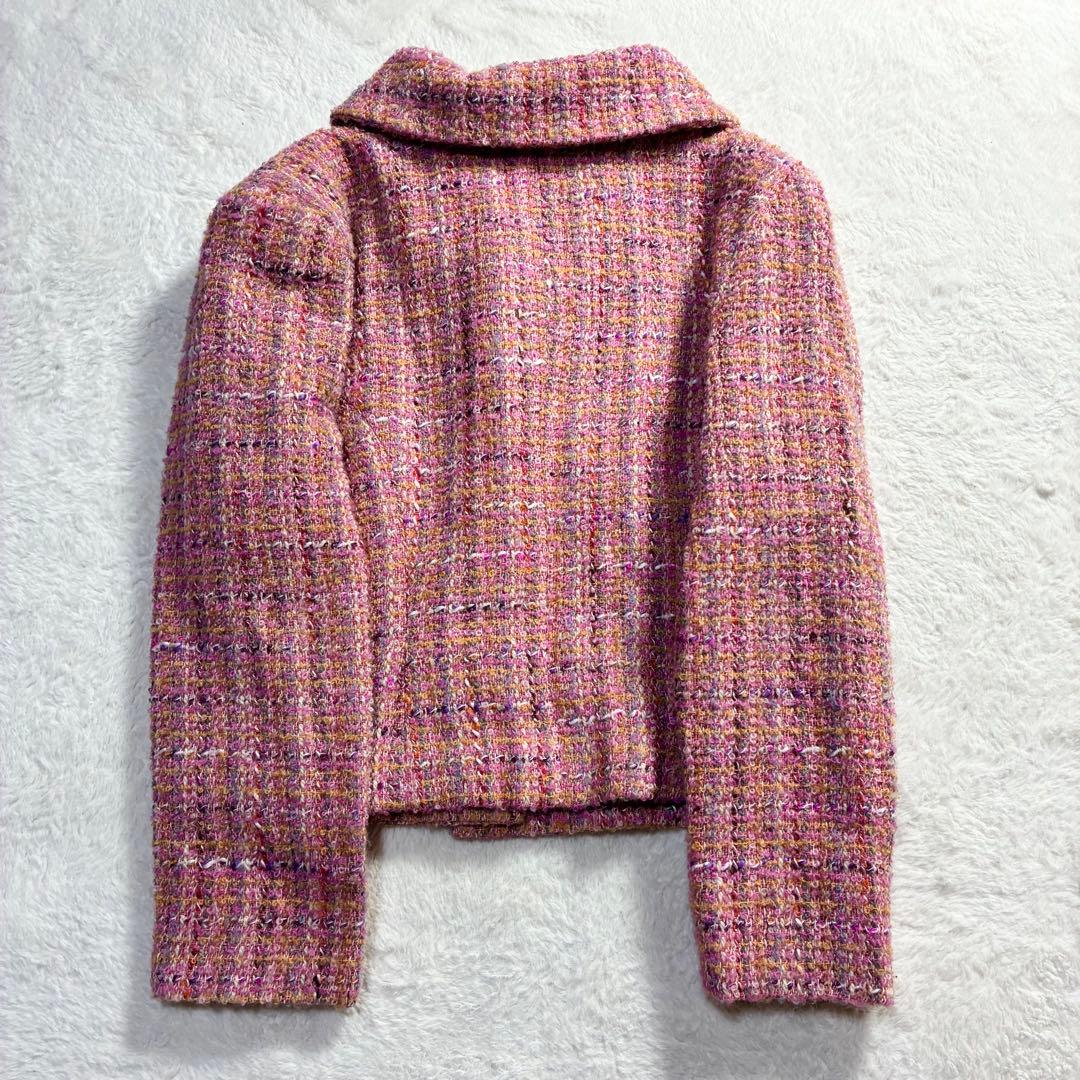 VINTAGE バブリースーツ ミックスツイード マルチカラー 金ボタン 日本