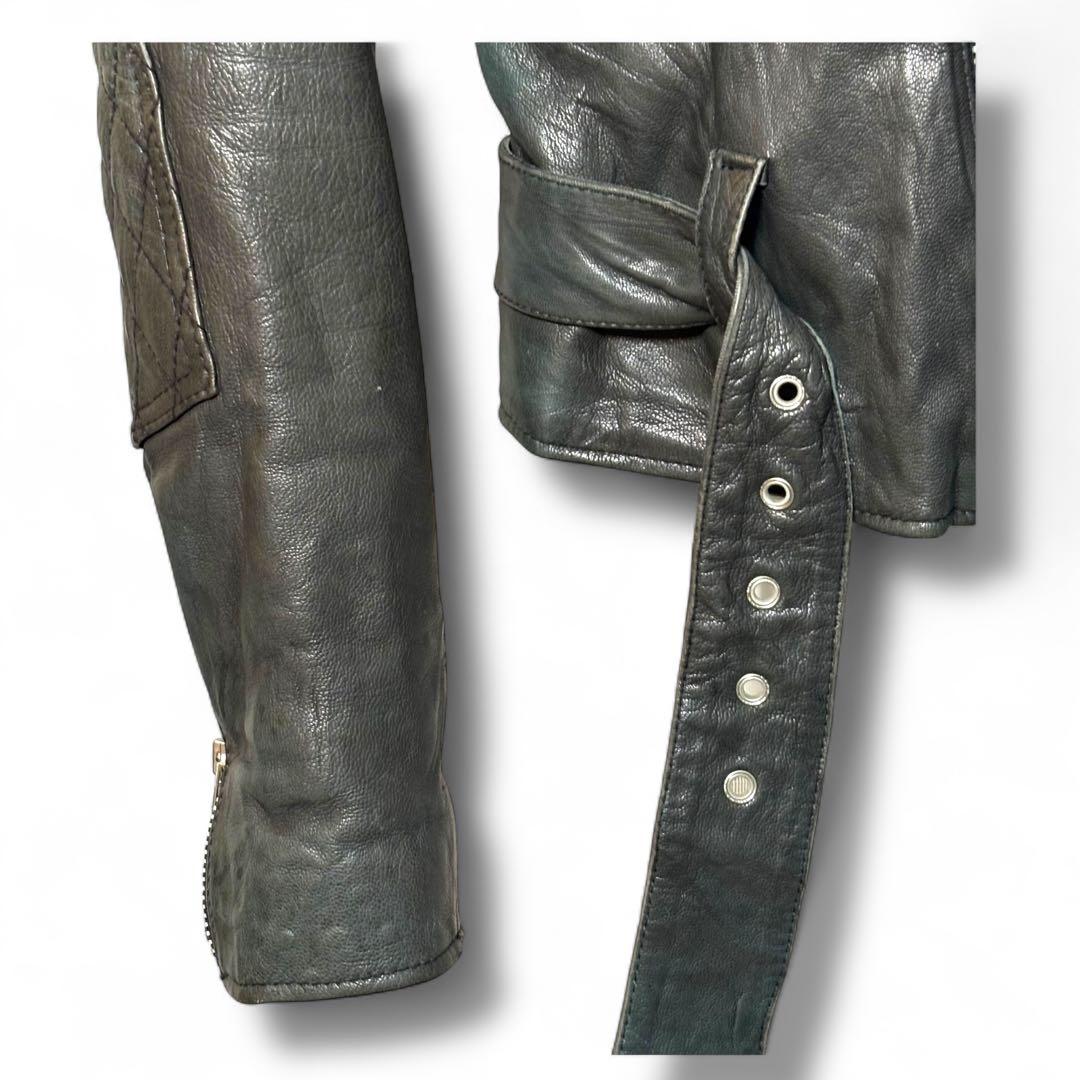 美品 PRIVATE BRAND AG ゴートスキン レザーライダースJKT