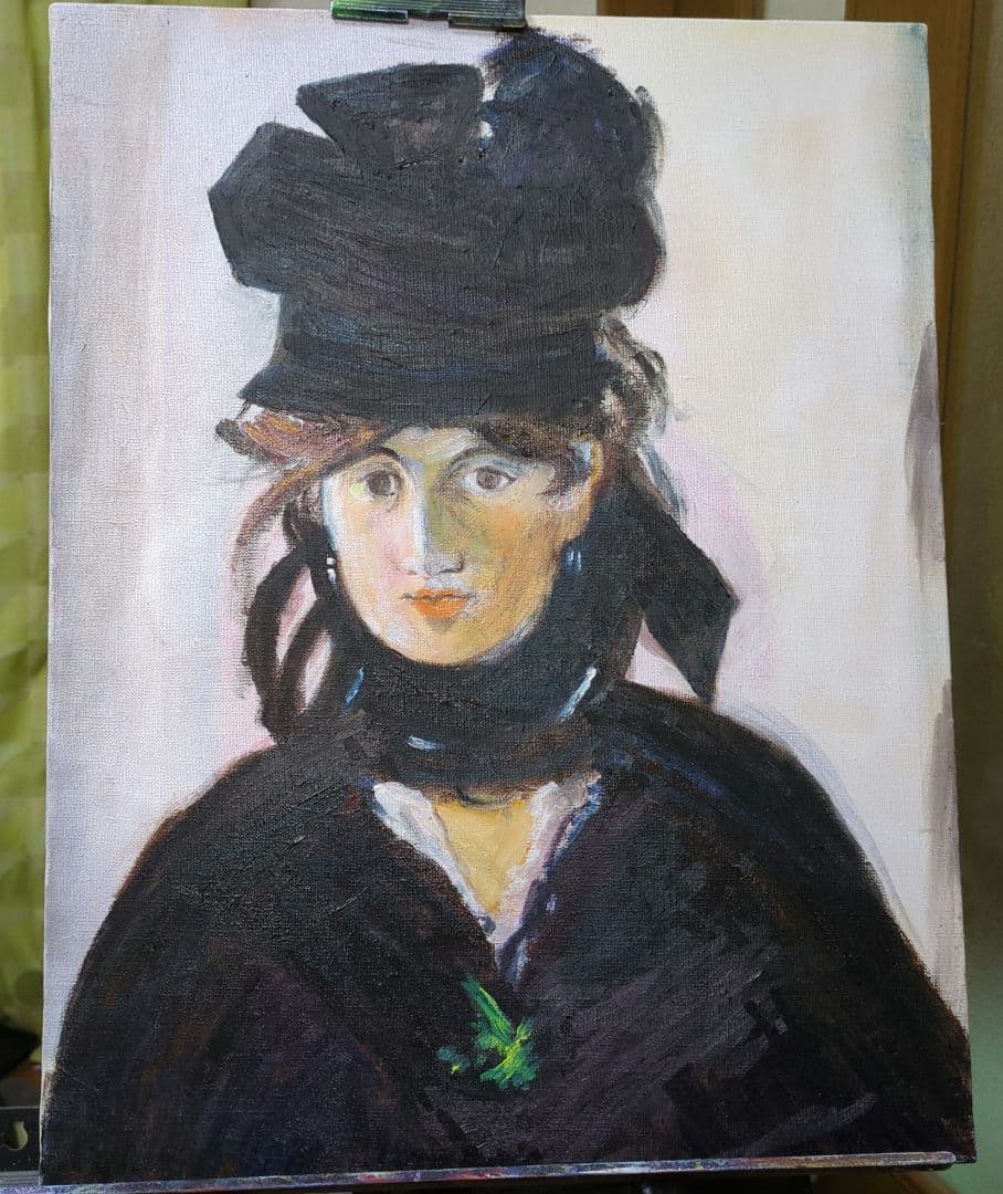 油絵　模写　すみれの花束をつけたベルト・モリゾ